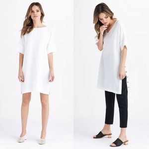 Vetta Capsule Relaxed Button Up Convertible, Reversible Tunic/ Dress- Sand